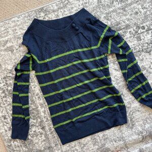 Vineyard Vines Navy and Green Striped Sweater